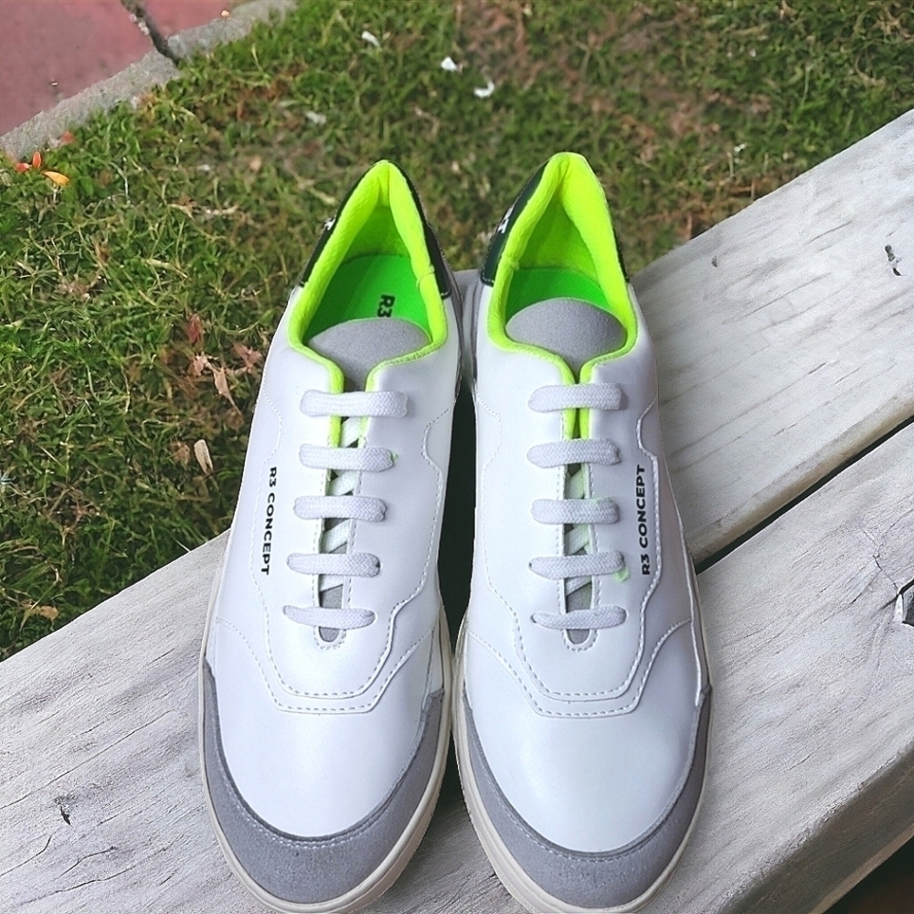 R3 Concept Ultra Zero Waste Sneakers White/Grey/Green NWOT Size 10